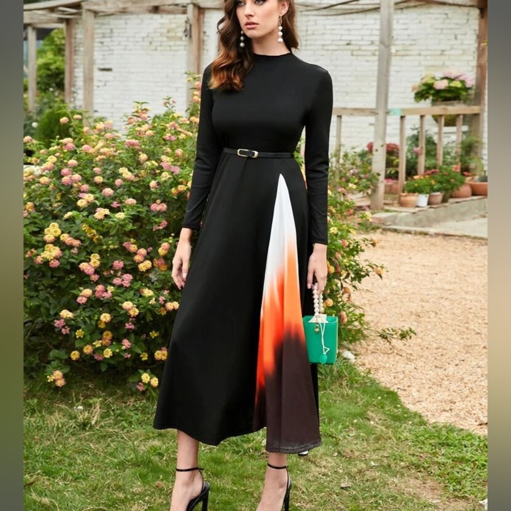 Colorblock Belted Dress